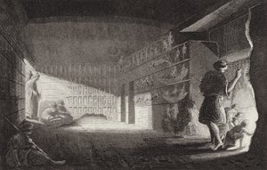 Ancient Egyptian rock cut chapel, Gebel el-Silsila (engraving)