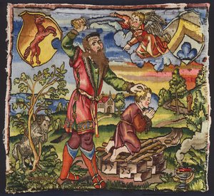 Angel Intervening to Stop Abraham from Sacrificing His Son Isaac
