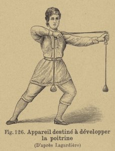 Apparatus to develop the muscles of the chest by German School