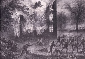 Attack on an advanced French position, Cassells History of the War between France and Germany published by Cassell and Company Limited, c.1890 by German School