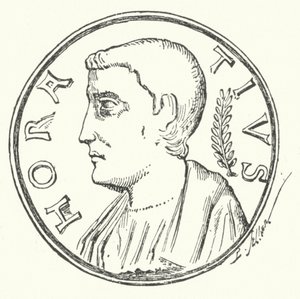 Bronze coin showing the head of the Roman hero Horatius