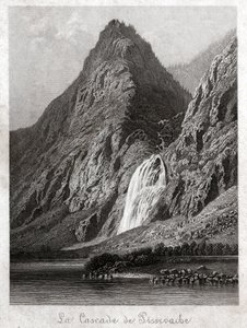 Cascade de Pissevache (engraving, circa 1830) by German School