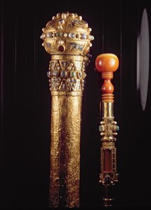 Case and mounted fragment of the Staff of St. Peter