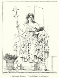 Ceres, Roman Goddess of the Harvest, Enthroned, Wall Painting from Pompeii