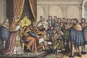 Christian Bayer reading the Augsburg Confession by German School