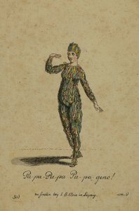 Costume Design for the Role of Papageno in the Opera The Magic Flute by Wolfgang Amadeus Mozart