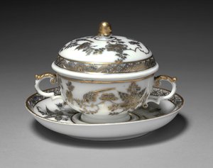 Covered Bowl and Dish by German School