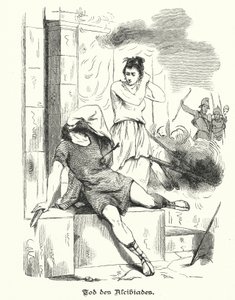 Death of Alcibiades, 404 BC (engraving) by German School