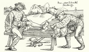 Device for straightening a wounded leg by German School