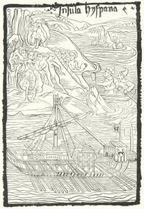 Discovery of the island of Hispaniola by Christopher Columbus by German School