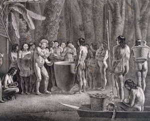 Drinking festival of the Coroados tribe, c.1835-50 by German School