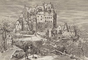 Eltz Castle, in the hills above the Moselle River, Germany, as it looked at the end of the 16th century by German School