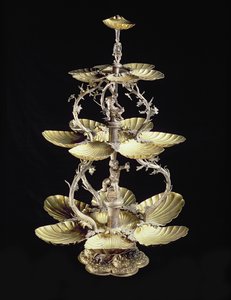 Embossed table centrepiece with shell shaped dishes by D.T. Moye, Hamburg, 1633-44 by German School