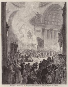 Evening Service in the Kazan Cathedral, St Petersburg, Russia, at Christmas by German School