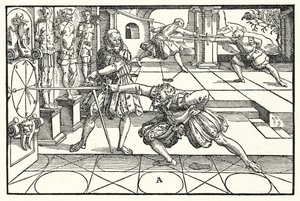 Fencing Scene by German School