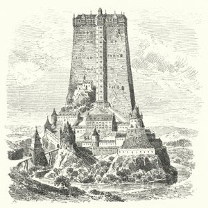 Fleckenstein Castle, Alsace (engraving) by German School