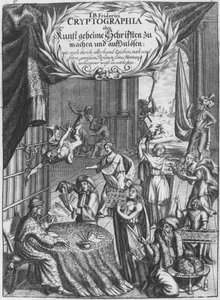 Frontispiece, illustration from Cryptographia, oder geheime Schrifften by Johann Balthasar Friderici, engraved by Johan Friedlein, published in Hamburg, 1685 by German School
