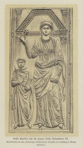 Galla Placidia, daughter of the Roman Emperor Theodisius I, and her son, Valentinian III