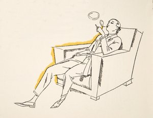Gentleman Blowing Smoke Rings, from Styl, pub. 1922
