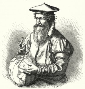 Gerardus Mercator, Flemish geographer and cartographer (engraving) by German School