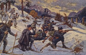 German and Austrian Ski Troops at the Dukla Pass, Carpathians, World War I