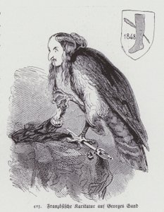 German caricature of 19th Century French female novelist George Sand by German School