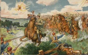 German Cavalry Under the Command of Crown Prince Wilhelm Attacking French Troops Near Longwy, France, World War I