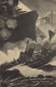 German Cruiser Ramming a British Torpedo Boat, World War I