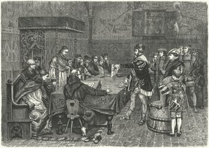 Gustav I Vasa, King of Sweden, confronting Peter Sunnanvader, Bishop of Vasteras by German School