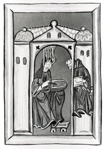 Hildegard of Bingen receiving the Light from Heaven, c.1151 by German School