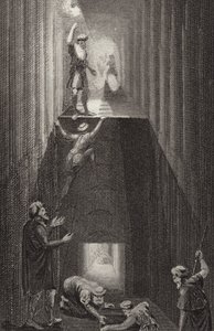 Interior of the Great Pyramid of Giza, Egypt. Illustration for Bilder-Atlas by German School