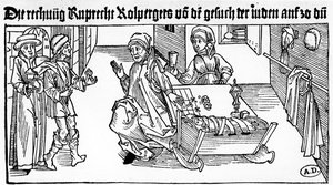 Jewish Moneylender with his family receiving clients by German School