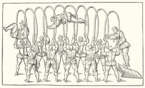 Jumping Through Hoops (engraving) by German School