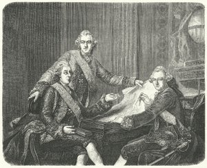 King Gustav III of Sweden in consultation with his brothers Charles and Frederick Adolf by German School