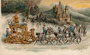 King Ludwig II of Bavaria Travelling to Neuschwanstein Castle in a Golden Sleigh