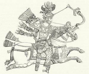 King Peroz I of Persia on horseback by German School