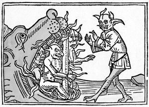 The Devil Belial before the Gates of Hell, from Das Buch Belial, published in Augsburg by German School