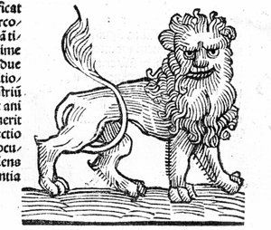 The Lion - in Treatise by Johannes Angeli De Magnisconnectionibue Annorum Revolutionibus ac Eorum Pefectionibus. Augsburg, Erhard Ratdolt by German School