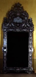 Looking glass, with House of Nassau coat of arms, engraved by Carl Sang by German School