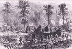 Making charcoal for gunpowder by German School