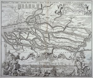 Map of Hamburg and the surrounding area, published in Nuremberg
