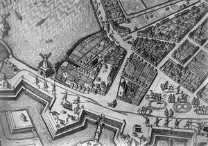 Map of Hamburg Showing its First Opera House, 1690