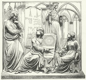 Medieval German architect Erwin von Steinbach and his family by German School