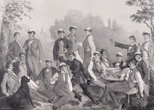 Mensuren or Student Members of the Duelling Society on an Outing by German School
