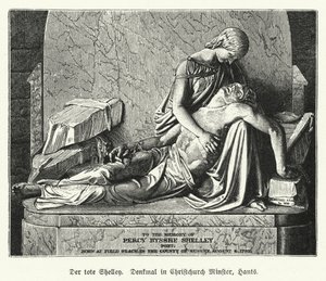 Monument to English poet Percy Bysshe Shelley, Christchurch Priory, Dorset by German School
