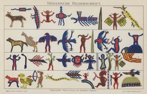 Native American pictographs by German School