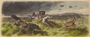 Native Americans and Animals Fleeing a Prairie Fire by German School