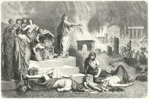 Nero during the Great Fire of Rome, 64 by German School