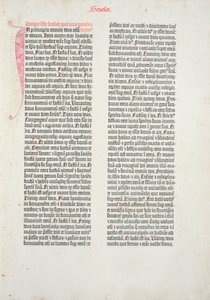 Opening page of the book of Genesis from the Gutenberg Bible, printed by Johannes Gutenberg and Peter Schoeffer in Mainz, 1454-56