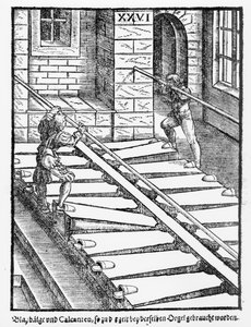 Organ Bellows and Blowers in Halberstadt Cathedral, from Praetorious Syntagma Musicum, pub. in 1619 by German School
